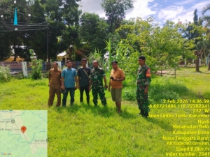 Dukung Program Koperasi Merah Putih, Danramil Woha Lakukan Pengukuran Lahan Gerai KDKMP