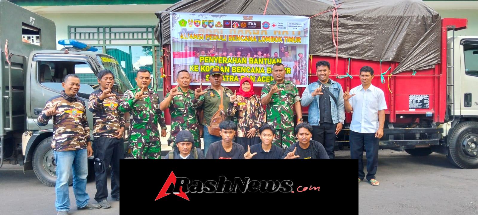 Peduli Sesama, Kodim 1615/Lotim Gandeng FKPPI Serahkan Bantuan Bencana Alam