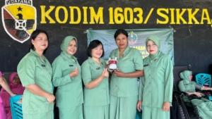Persit KCK Cabang XIV Kodim 1603/Sikka Perkuat Pengabdian Sosial Lewat Kegiatan Donor Darah