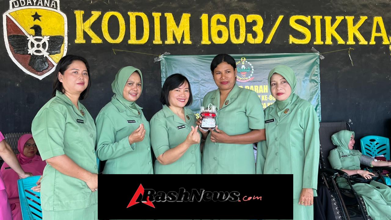 Persit KCK Cabang XIV Kodim 1603/Sikka Perkuat Pengabdian Sosial Lewat Kegiatan Donor Darah