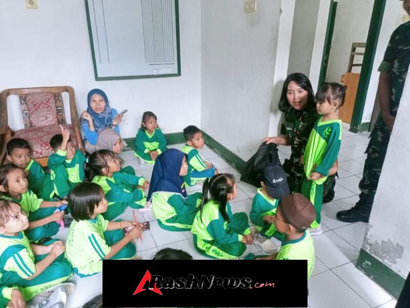 Keceriaan Siswa TK NW Lingsar Bersama Babinsa