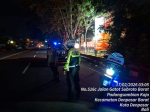 Antisipasi Balapan Liar UKL Polsek Kuta Utara Patroli Subuh Di Jalan Gatsu Barat