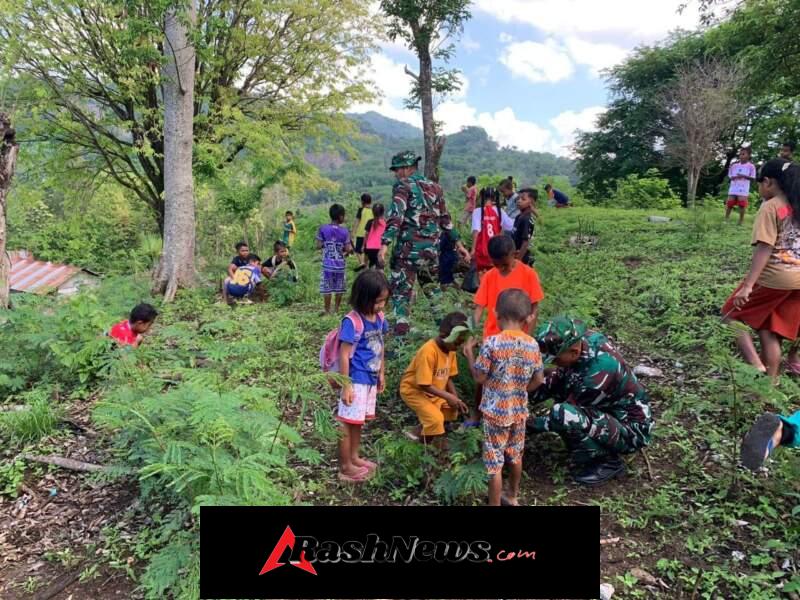 Tingkatkan Edukasi, Satgas Pamtas Yonarhanud 2 Kostrad Tanam Pohon Bersama
