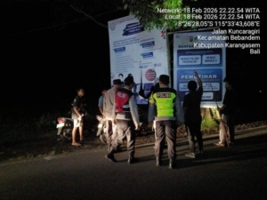 Hadirkan Rasa Aman di Malam Hari, Polsek Bebandem Intensifkan Blue Light Patrol dan Sambangi Objek Vital
