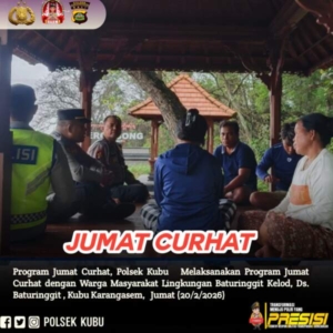 Jumat Curhat, Waka Polsek Kubu Serap Aspirasi Warga Baturinggit Kelod