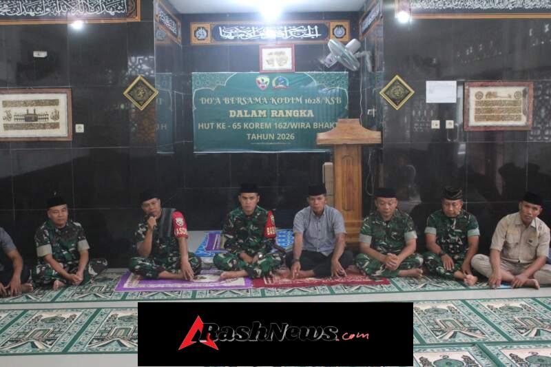 Momentum HUT Korem 162/Wira Bhakti ke-65, Kodim 1628/Sumbawa Barat Perkuat Soliditas Lewat Doa Bersama