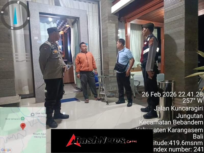 Cegah Kriminalitas Malam Hari, Polsek Bebandem Intensifkan “Blue Light Patrol” di Jalur Rawan dan Pemukiman