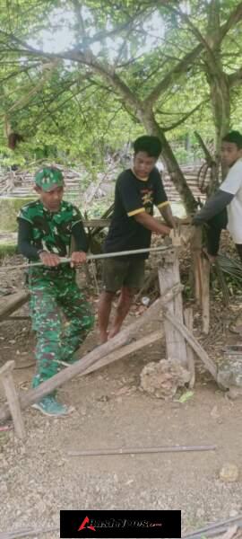 Babinsa Koramil 1627-02/Pantai Baru Pantau Pembangunan KDKMP di Desa Lakamola