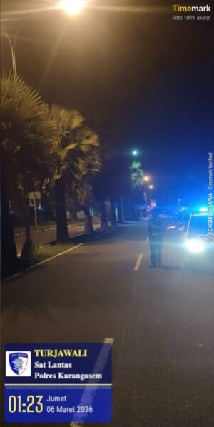 Cegah Balap Liar Sat Lantas Polres Karangasem  Gelar Patroli pada Malam Hari