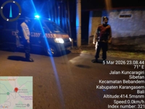 Jaga Kamtibmas Tetap Kondusif, Polsek Bebandem Gelar Blue Light Patrol Hingga Dini Hari