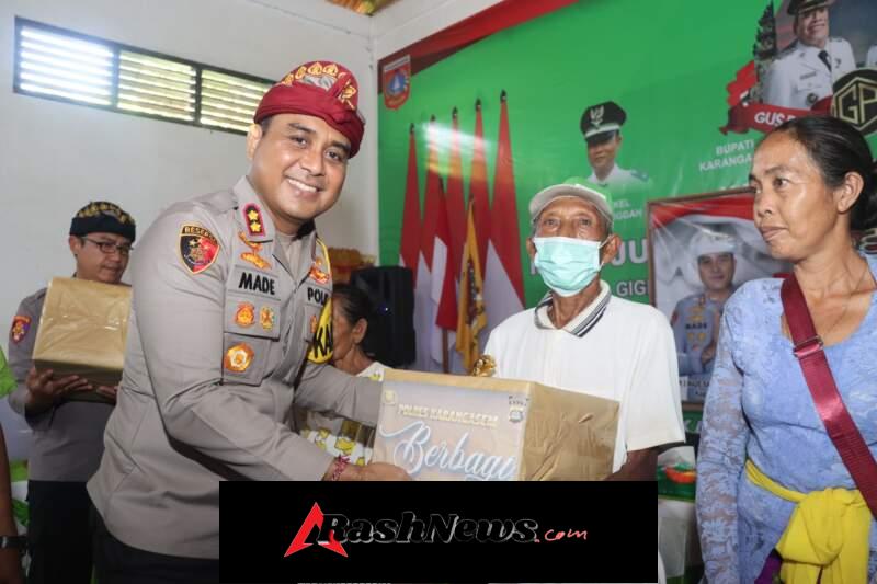 Wujud Kepedulian, Kapolres Karangasem Serahkan Tali Kasih dan Sembako di Akhir Giat Jumat Curhat