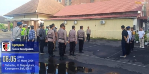 Sipropam Polres Karangasem melaksanakan pengawasan dan pengamanan apel Ops Cipkon Agung 2026.