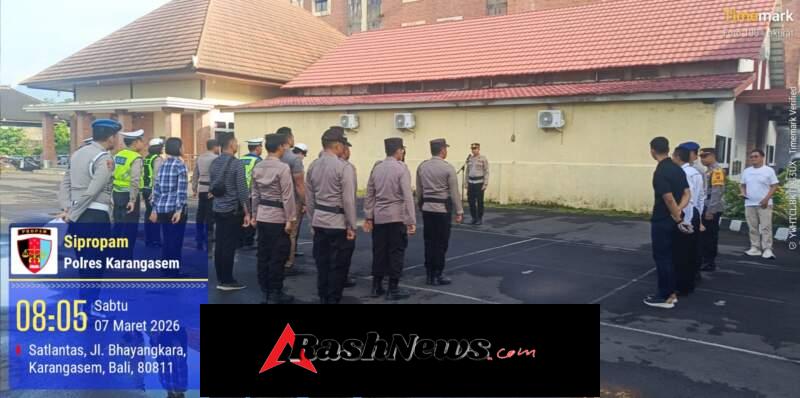 Sipropam Polres Karangasem melaksanakan pengawasan dan pengamanan apel Ops Cipkon Agung 2026.