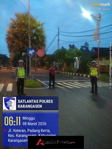 Sat Lantas Polres Karangasem Amankan Jalur Car Free Day di Jalan Veteran