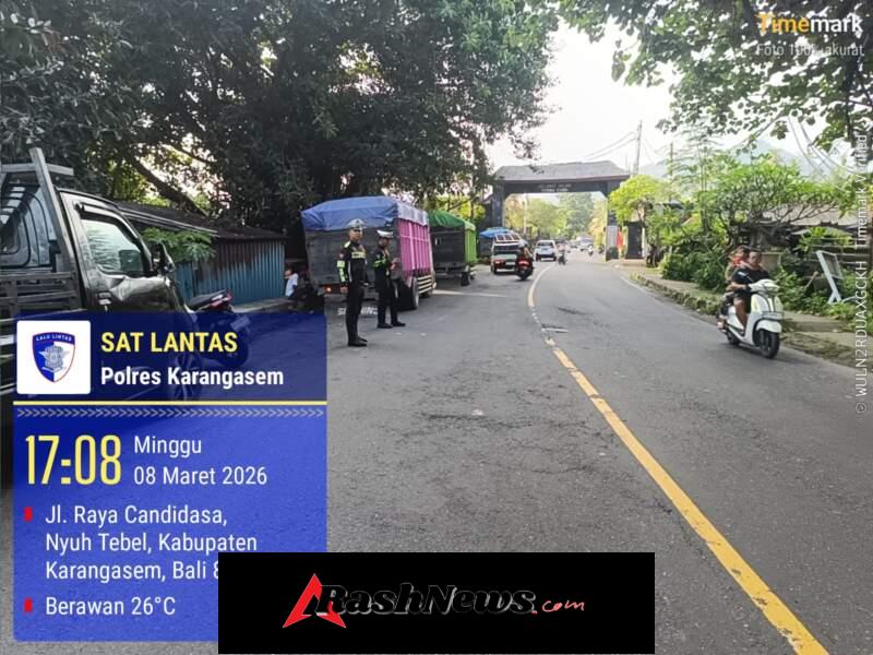 Satlantas Polres Karangasem Berikan Himbauan Parkir Truk di Obyek Wisata Candidasa