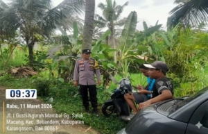Jelang Hari Raya Nyepi, Bhabinkamtibmas Desa Macang Ingatkan Warga Waspada Cuaca Ekstrem