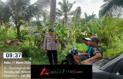 Jelang Hari Raya Nyepi, Bhabinkamtibmas Desa Macang Ingatkan Warga Waspada Cuaca Ekstrem