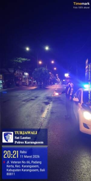 Blue Light Patrol di KTL 2, Satuan  Lalulintas Polres Karangasem Ciptakan Rasa Aman Pada Saat Malam Hari