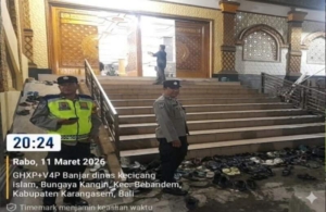 Pastikan Ibadah Nyaman, Polsek Bebandem Kawal Pengamanan Shalat Tarawih di Wilayah Bebandem