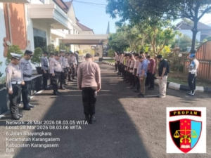 Laksanakan Tugas Piket Mako, Sat Lantas Polres Karangasem Ikuti Serah Terima Tugas Jaga