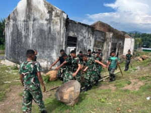 Prajurit Denma Brigif TP 31/PS Gelar Kegiatan Minggu Bersih Demi Kenyamanan Mako