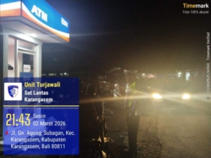 Unit Turjagwali Satlantas Polres Karangasem Laksanakan Patroli Barcode dan Blue Light