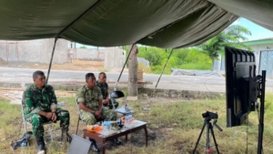 Evaluasi KDKMP, Kasdim 1601/Sumba Timur Mengikuti Vicon Bersama Kaster TNI