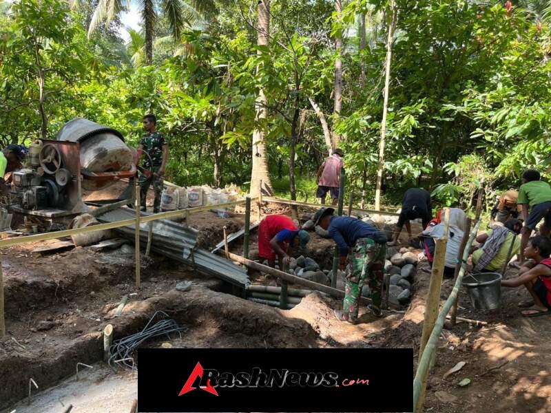 Sinergi TNI-Rakyat Menguat, Pengecoran Cakar Ayam Jembatan Garuda Perintis Terus Berjalan