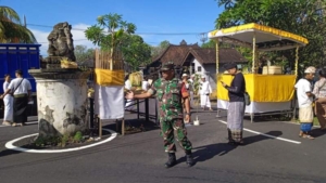 TNI Selalu Hadir Dan Berkontribusi, Babinsa Takmung Gelar Pengamanan Upacara Ngulapin