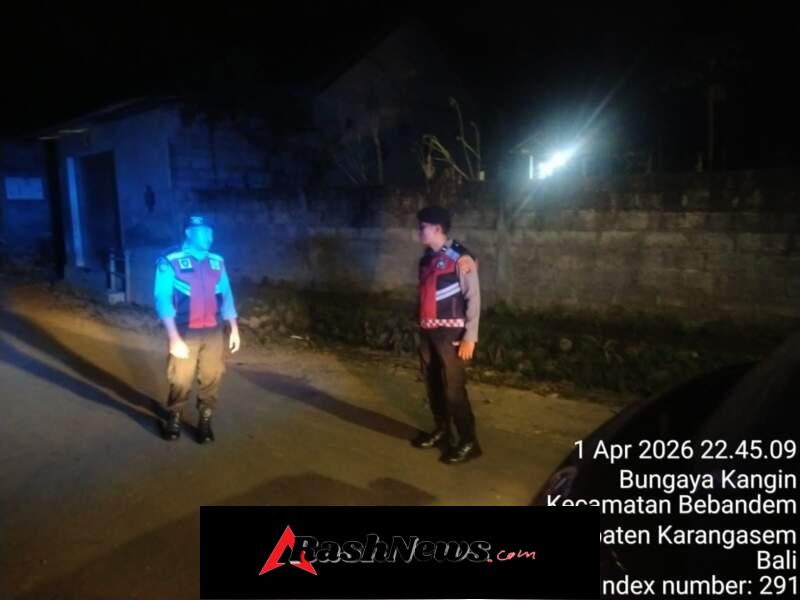 Jaga Kamtibmas Tetap Kondusif, Polsek Bebandem Gelar Blue Light Patrol Sasar Obyek Vital