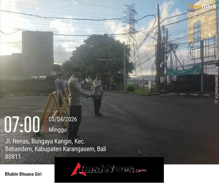 Wujudkan Masyarakat Sehat, Polsek Bebandem Amankan Giat Car Free Day di Jalur Veteran Barat
