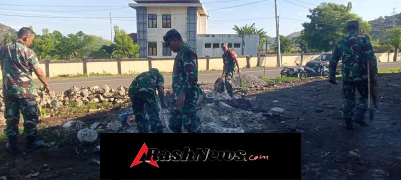 Danramil Poto Tano Pimpin Aksi Bersih di KDKMP Senayan
