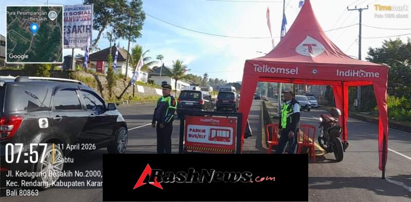 Satuan Lalulintas Polres Karangasem Laksanakan Pengamanan Ida Betara Turun Kabeh Polda Bali- Polres Karangasem – Sat Lantas