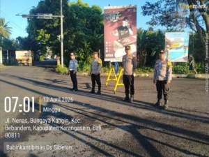 Jaga Kebugaran Masyarakat, Personel Polsek Bebandem Amankan Gelaran CFD di Jalur 11 Veteran