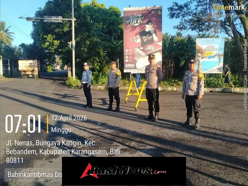 Jaga Kebugaran Masyarakat, Personel Polsek Bebandem Amankan Gelaran CFD di Jalur 11 Veteran
