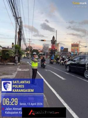 Personil Lantas Laksanakan Gatur Pagi Demi Ketertiban Dan Kelancaran Arus Lalin Di Ktl 1 Subagan