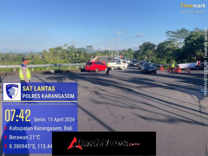 Satuan Lalulintas Polres Karangasem Laksanakan Pengamanan Ida Betara Turun Kabeh