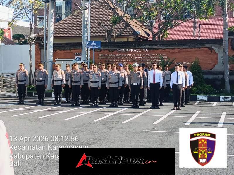 Polda Bali-Polres Karangasem, Sipropam Polres Karangasem melaksanakan pengawasan dan absensi Apel jam Pimpinan Polres Karangasem.