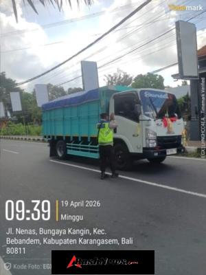 Dukung Kelancaran Kemala Run 2026, Polsek Bebandem Bersama Tim Gabungan Lakukan Penyekatan Kendaraan Besar