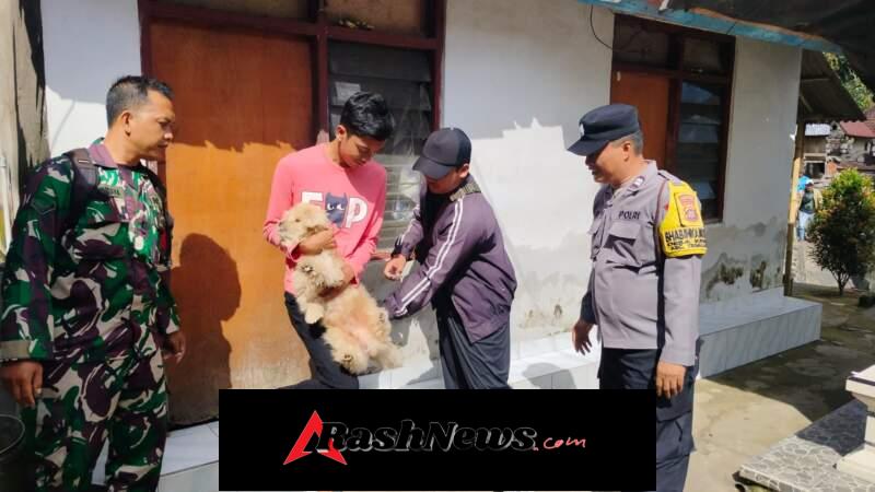 Vaksinasi Rabies di Desa Kedisan, Bhabinkamtibmas Lakukan Monitoring