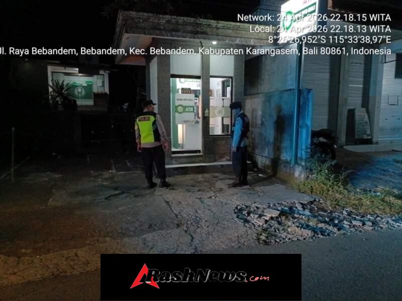 Jaga Kondusifitas Malam Hari, Polsek Bebandem Gelar Blue Light Patrol