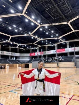 Polwan Polres Bandara Ngurah Rai Raih Medali Emas Kejuaraan Taekwondo Internasional di Jepang
