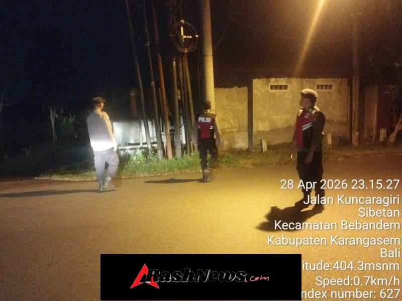 Antisipasi Gangguan Kamtibmas, Polsek Bebandem Gelar Patroli KRYD Sasar Jalur Rawan dan Obyek Vital