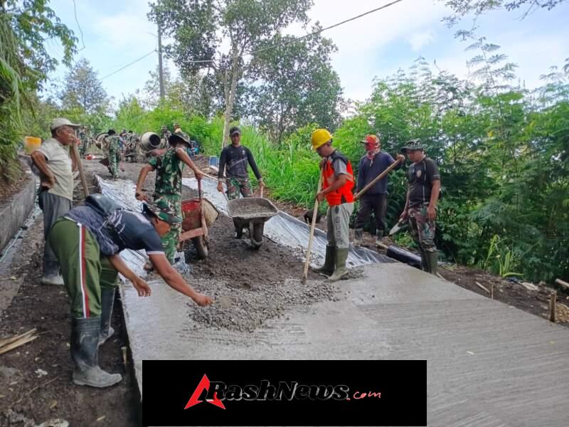 Program unggulan TNI AD TMMD ke 128 Kodim 1623/Karangasem kembali berkarya dengan Pembangunan rabat beton sepanjang 1.450 meter.