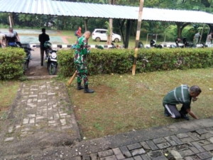Ciptakan Lingkungan Kerja Nyaman, Kodim 1618/TTU Laksanakan Pembersihan Pangkalan