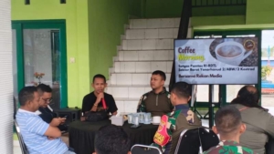 Perkuat Sinergitas, Satgas Pamtas Yonarhanud 2 Kostrad Adakan Coffe Morning