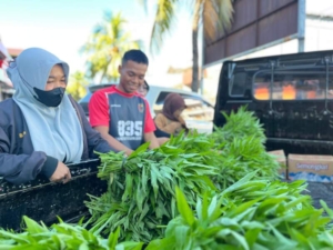 Prajurit Yonif TP 835/SYB manfaatkan lahan produktif, hasil panen kangkung menarik perhatian warga
