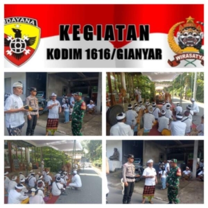 Jaga Tradisi dan Kamtibmas, Babinsa Tampaksiring Hadir Kawal Upacara Sakral Masyarakat