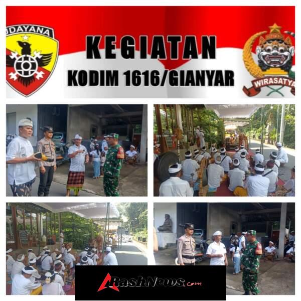 Jaga Tradisi dan Kamtibmas, Babinsa Tampaksiring Hadir Kawal Upacara Sakral Masyarakat