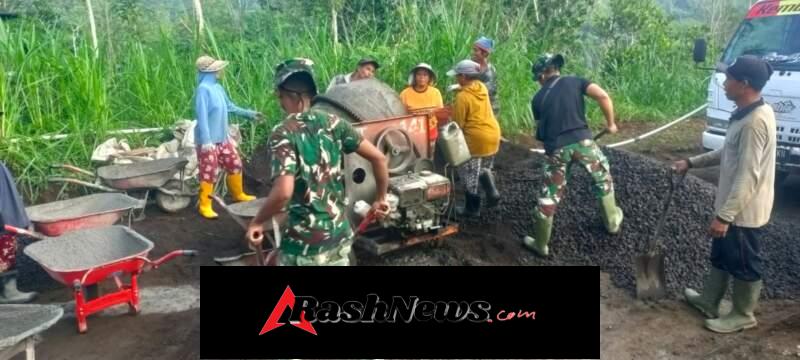Program unggulan TNI AD TMMD ke 128 Kodim 1623/Karangasem kembali berkarya dengan Pembangunan rabat beton sepanjang 1.450 meter.